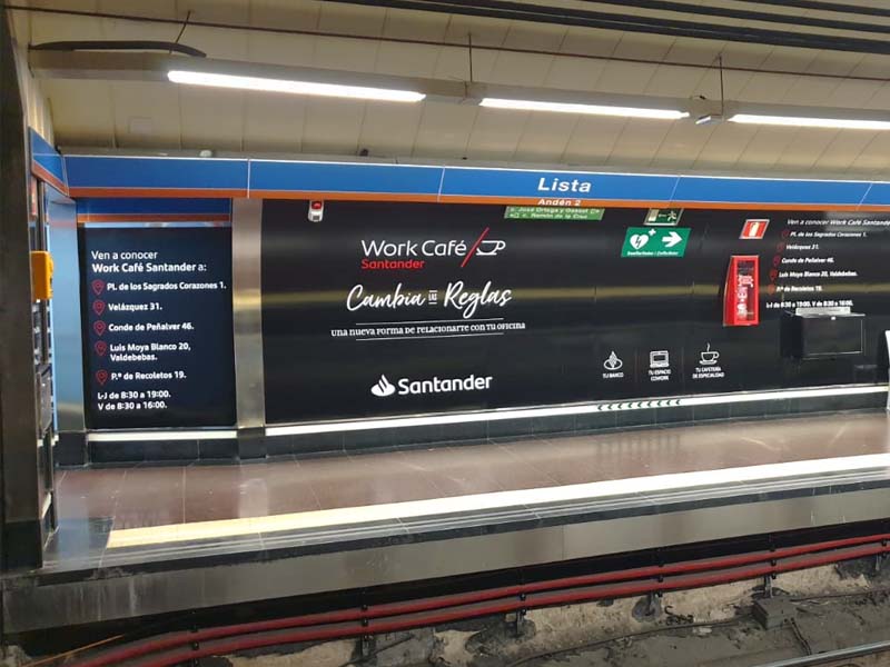 Rotulación del Metro Lista con Work Café Santander