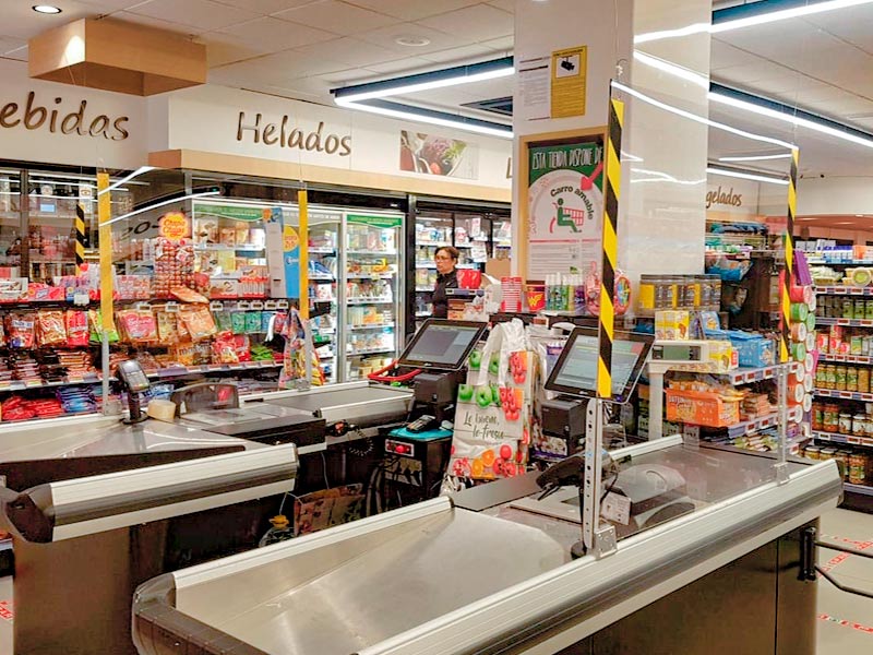 Panel para cajeros de supermercados